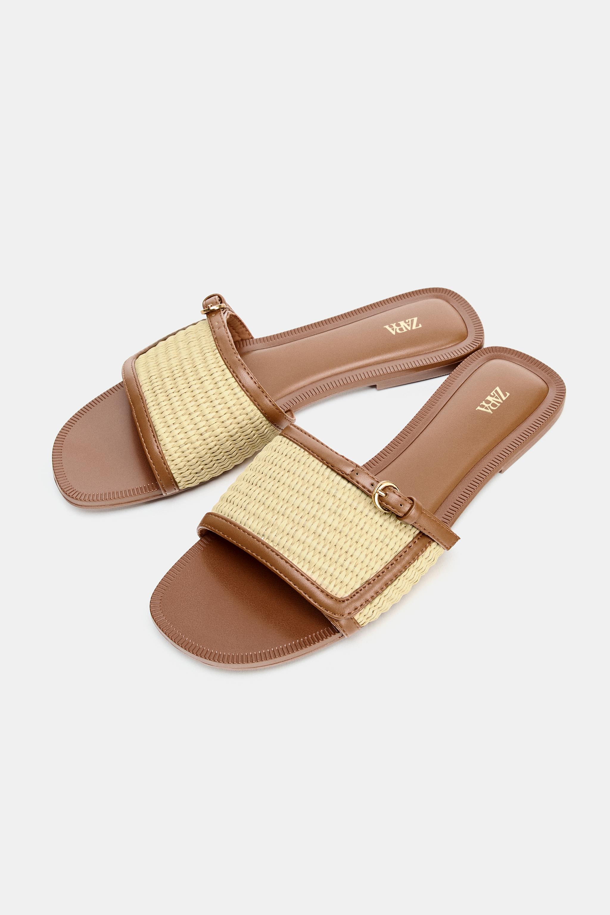 FLAT WOVEN BUCKLE SANDALS